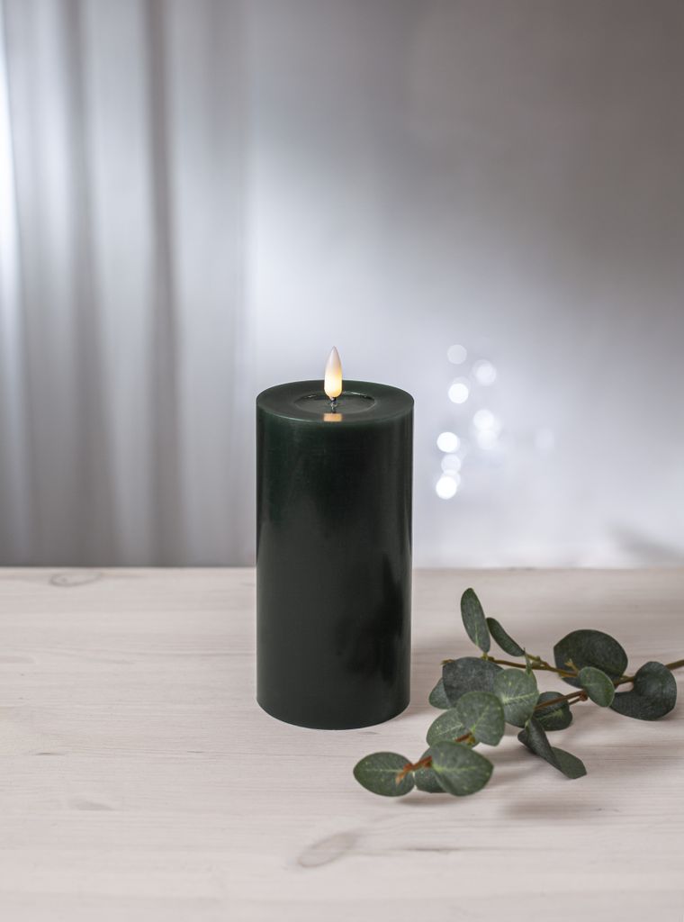 LED BLOCKLJUS FLAMME FLOW GRÖN / 17,5 CM / TIMER