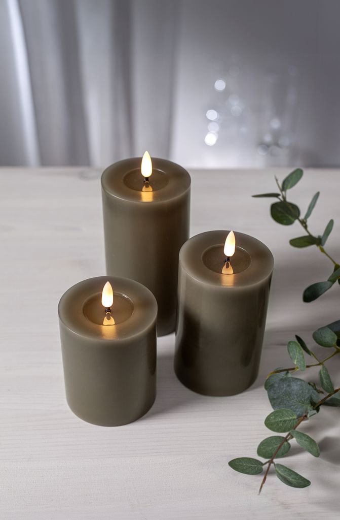 LED BLOCKLJUS FLAMME FLOW MULLVAD / 17,5 CM / TIMER