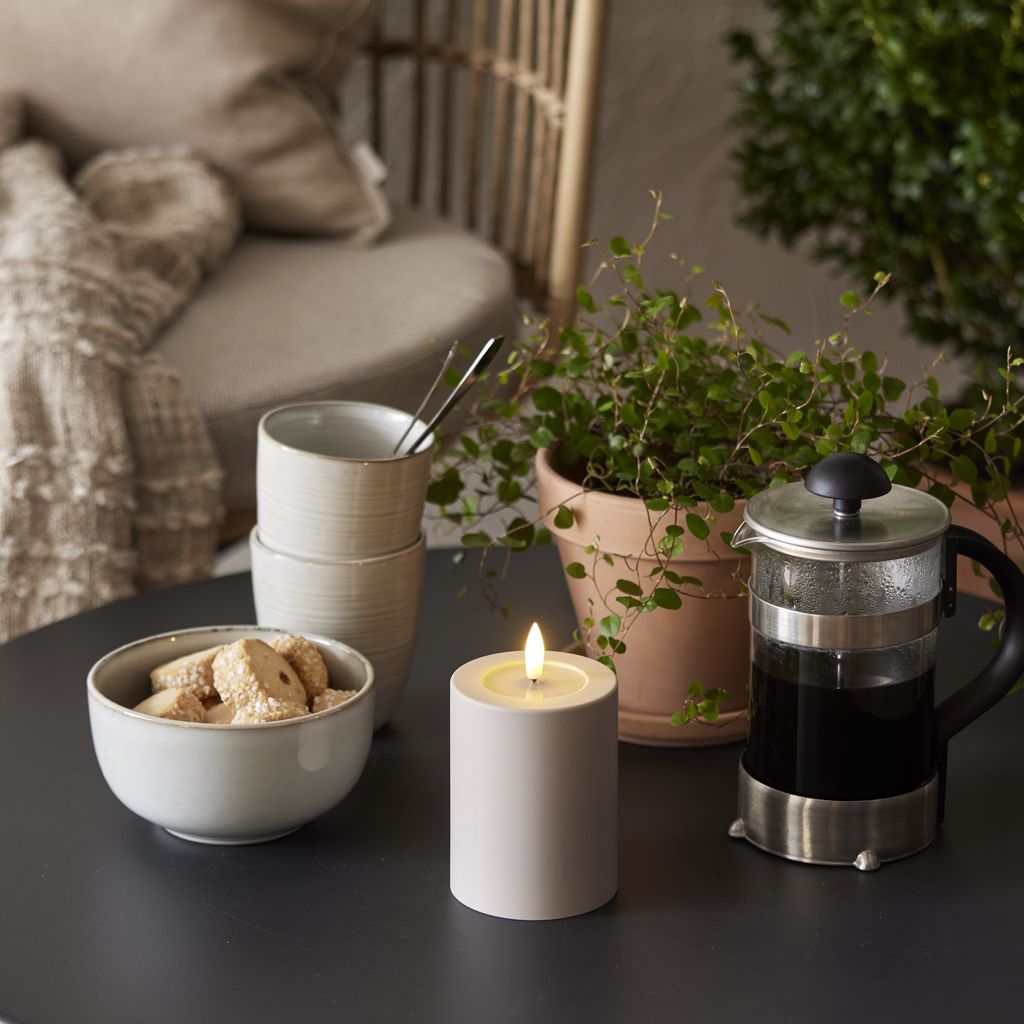 LED BLOCKLJUS FLAMME SOFT BEIGE / 12,5 CM / TIMER / INOMHUS/UTOMHUS
