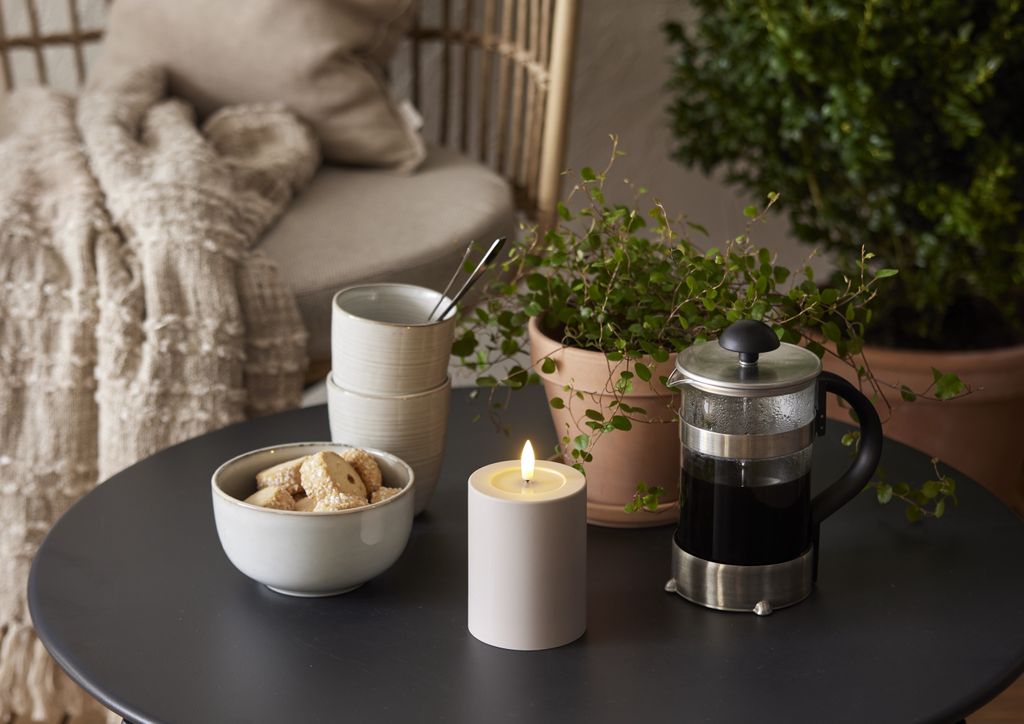 LED BLOCKLJUS FLAMME SOFT BEIGE / 12,5 CM / TIMER / INOMHUS/UTOMHUS