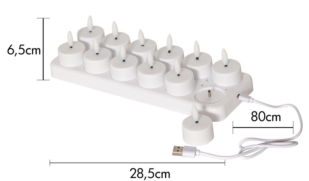 LED Fyrfadslys 12-pak Flammeopladning - Genopladelige