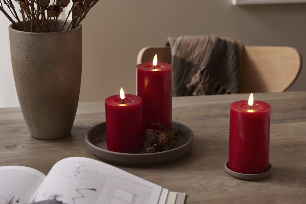 LED BLOCKLJUS FLAMME FLOW RÖD / 15 CM / TIMER