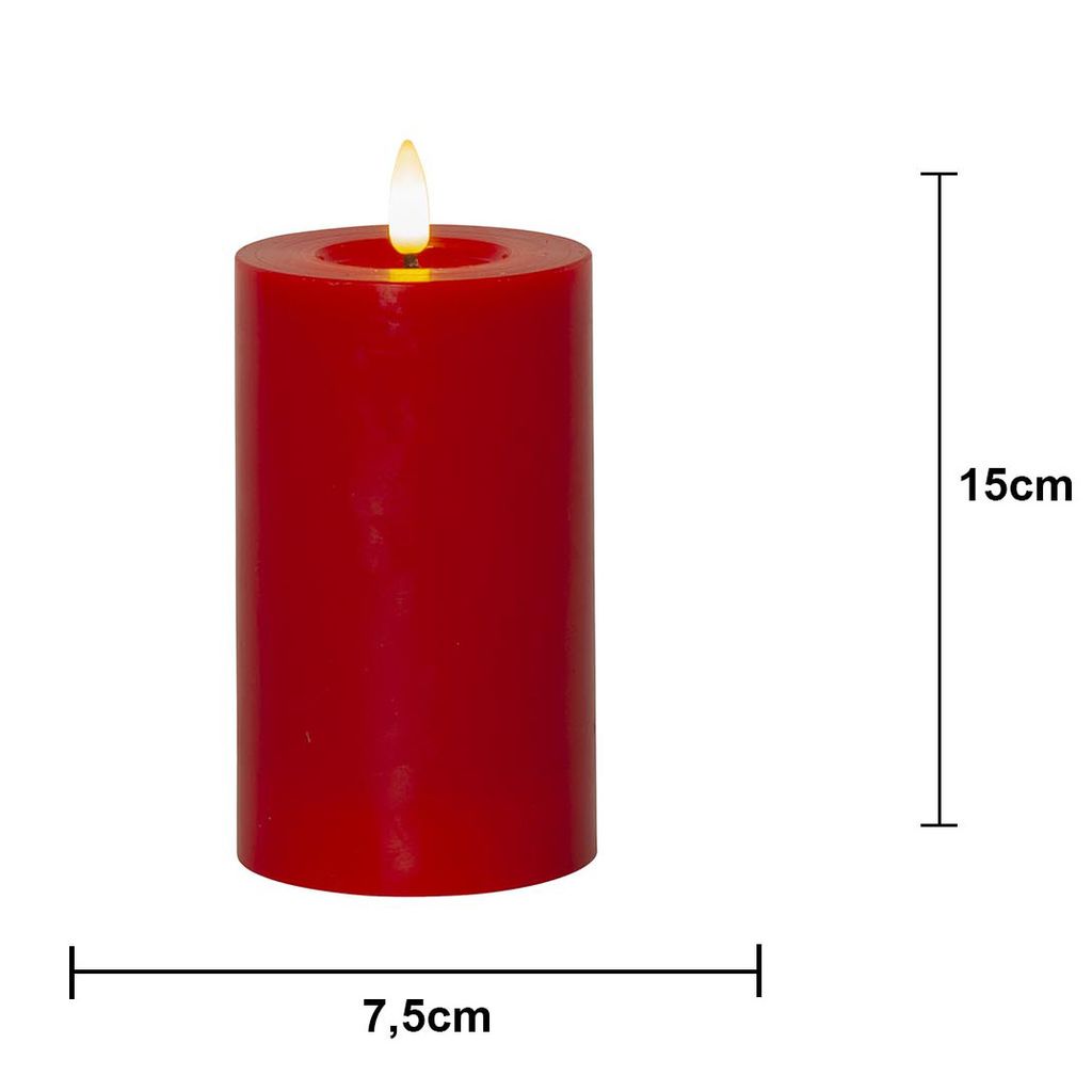 LED BLOCKLJUS FLAMME FLOW RÖD / 15 CM / TIMER