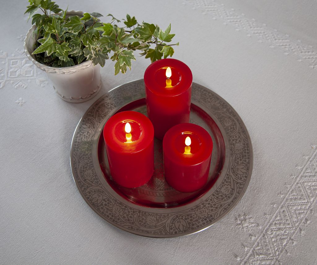 LED BLOCKLJUS FLAMME FLOW RÖD / 15 CM / TIMER