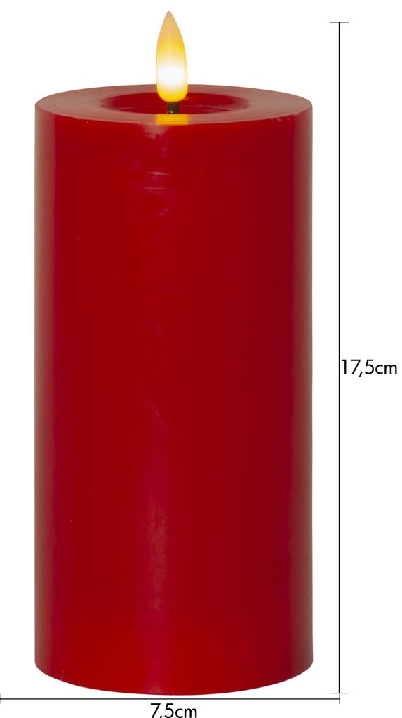 LED BLOCKLJUS FLAMME FLOW RÖD / 17,5 CM / TIMER