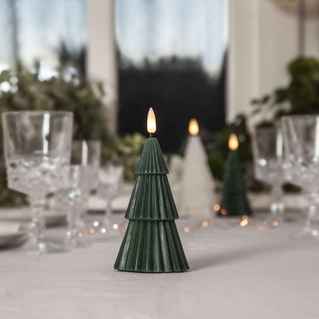 LED Blokklys Flamme Grany – 15 cm med innebygd timer
