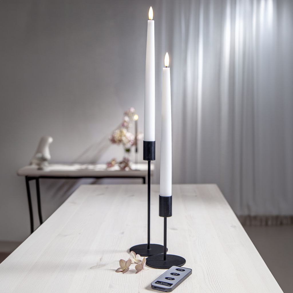LED Antiklys 2-pak Flamme Slim Hvid 28,5 cm med timer