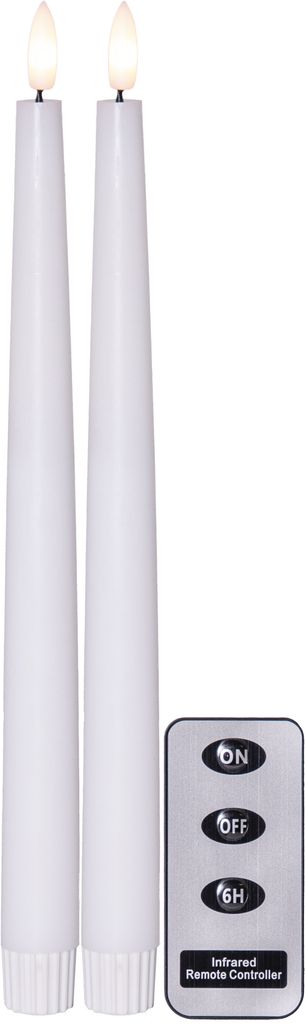 LED Antieke kaarsen 2-pack Flamme Slim Wit 28,5 cm met timer
