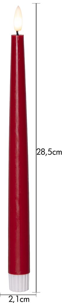 LED Antiklys 2-pak Flamme Slim Rød 28,5 cm med timer