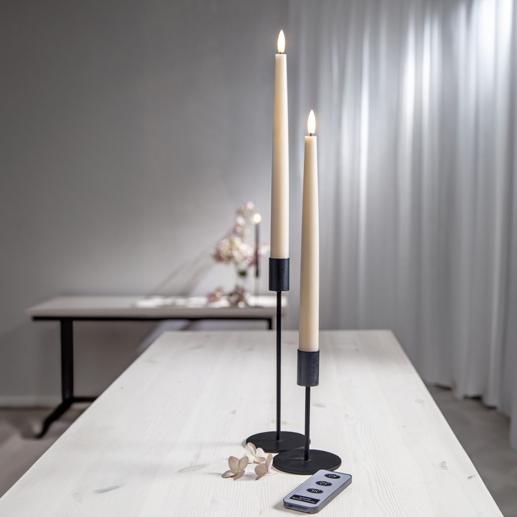 LED Antiklys 2-pak Flamme Slim Beige 28,5 cm med timer