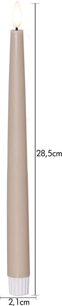 LED Antiklys 2-pak Flamme Slim Beige 28,5 cm med timer