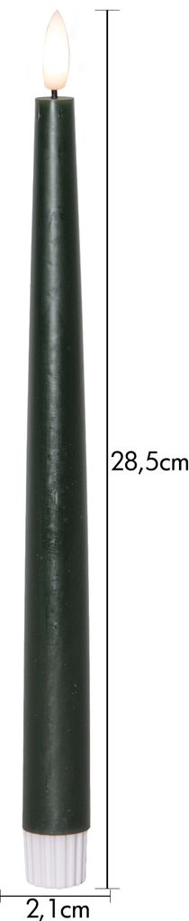 LED Antiklys 2-pak Flamme Slim Grøn 28,5 cm med timer