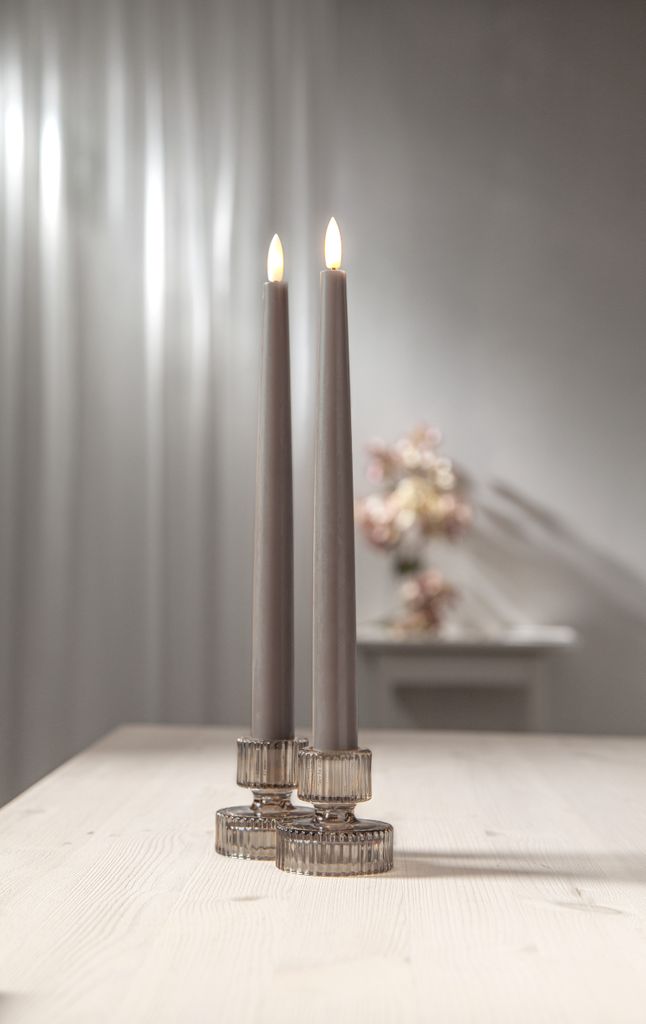 LED Antiklys 2-pak Flamme Slim Muldvarp 28,5 cm med timer