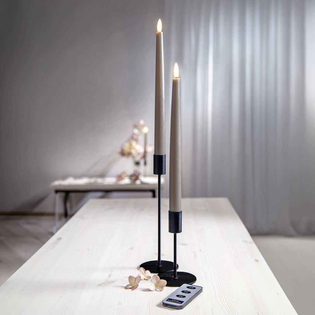 LED Antiklys 2-pak Flamme Slim Muldvarp 28,5 cm med timer