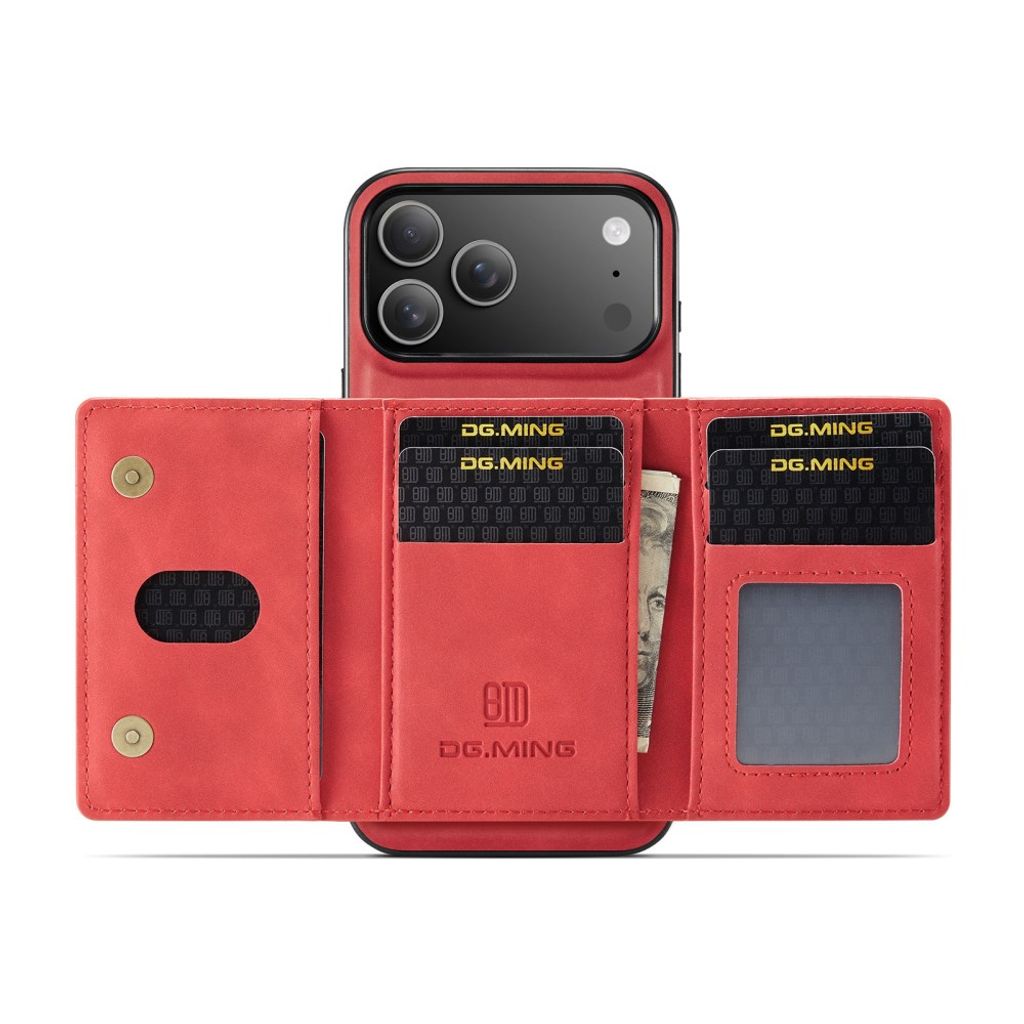 DG.MING iPhone 18 Pro Max/17 Pro Max Deksel med Avtakbar Lommebok - Rød