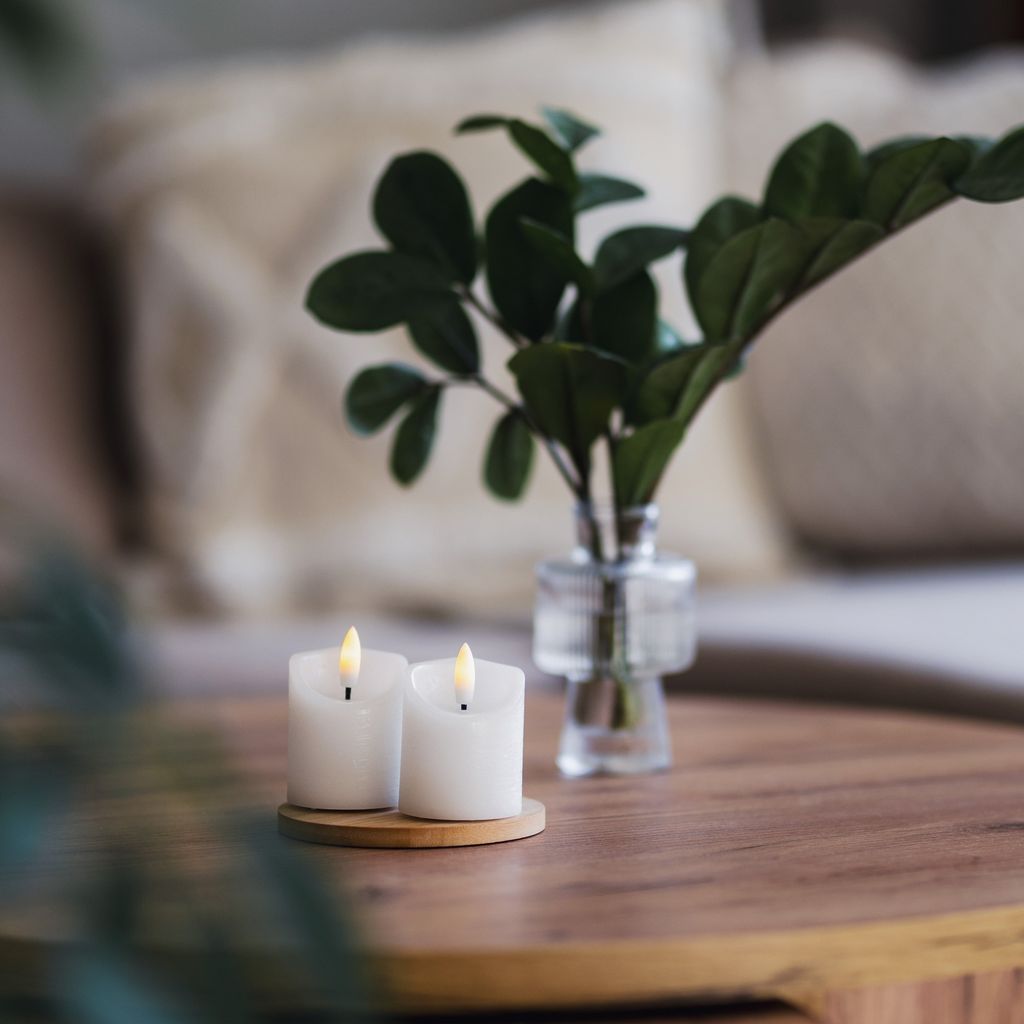 LED Pöytäkynttilä Flamme Rustic 2-pack 7,5cm Ajastimella