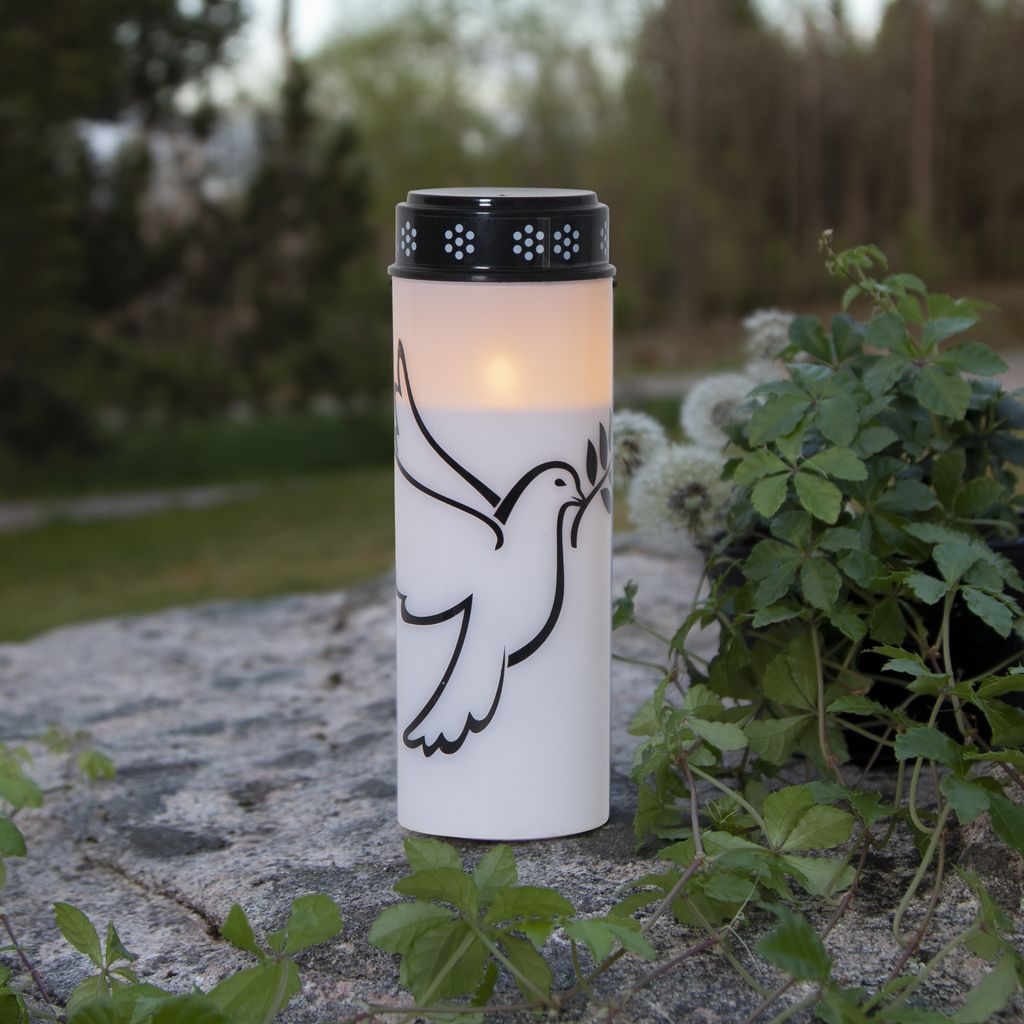 LED-gravlys DOVE / 21 cm / batteri / timer / innendørs/utendørs bruk