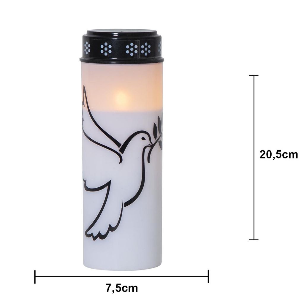 LED-gravlys DOVE / 21 cm / batteri / timer / innendørs/utendørs bruk