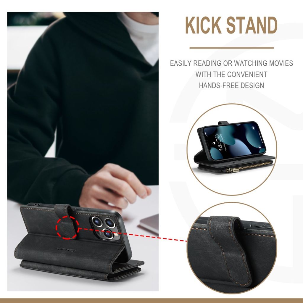 CASEME iPhone 13 Pro Lompakkokotelo Kortin haltija - Musta