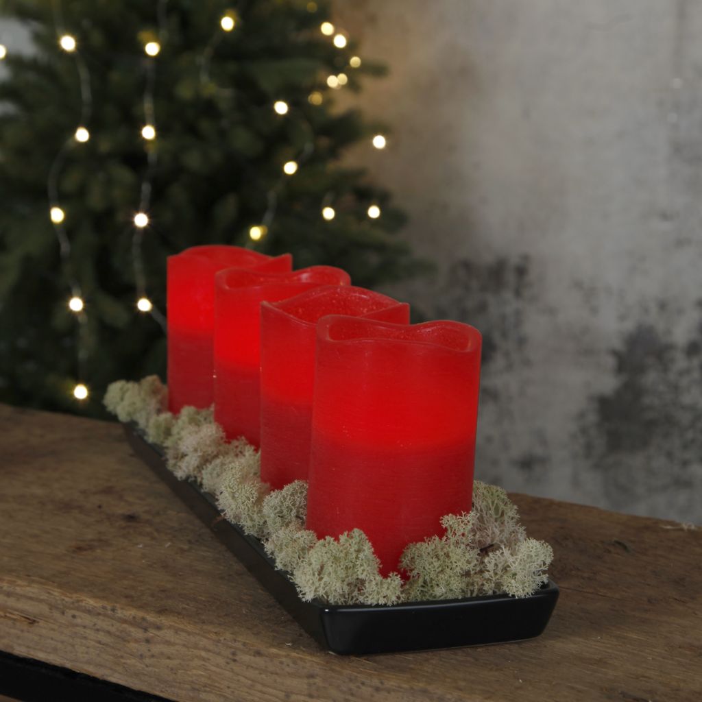 4-pakning røde LED-kubbelys 12,5 cm med timer