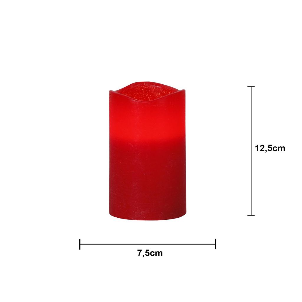 4-pakning røde LED-kubbelys 12,5 cm med timer