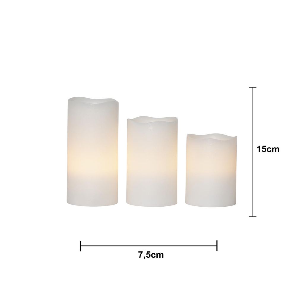 LED-blokklys 3-pakning May - hvite med timer