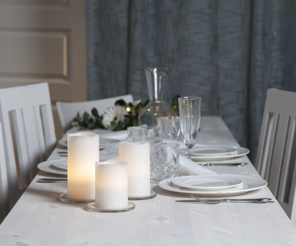 LED-blokklys 3-pakning May - hvite med timer