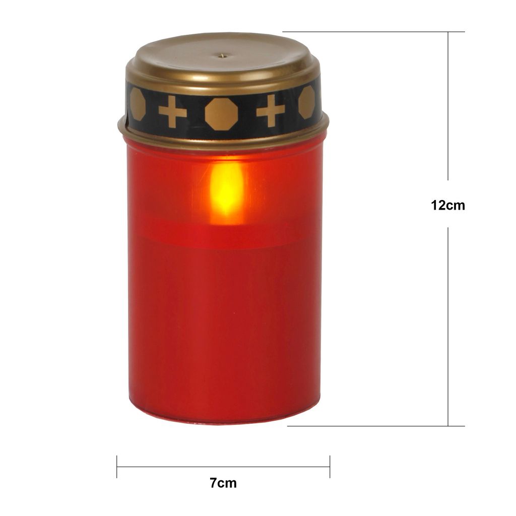 LED GRAVLYS SERENE / RØD / 12 cm / BATTERI / TIMER / UTENDØRS