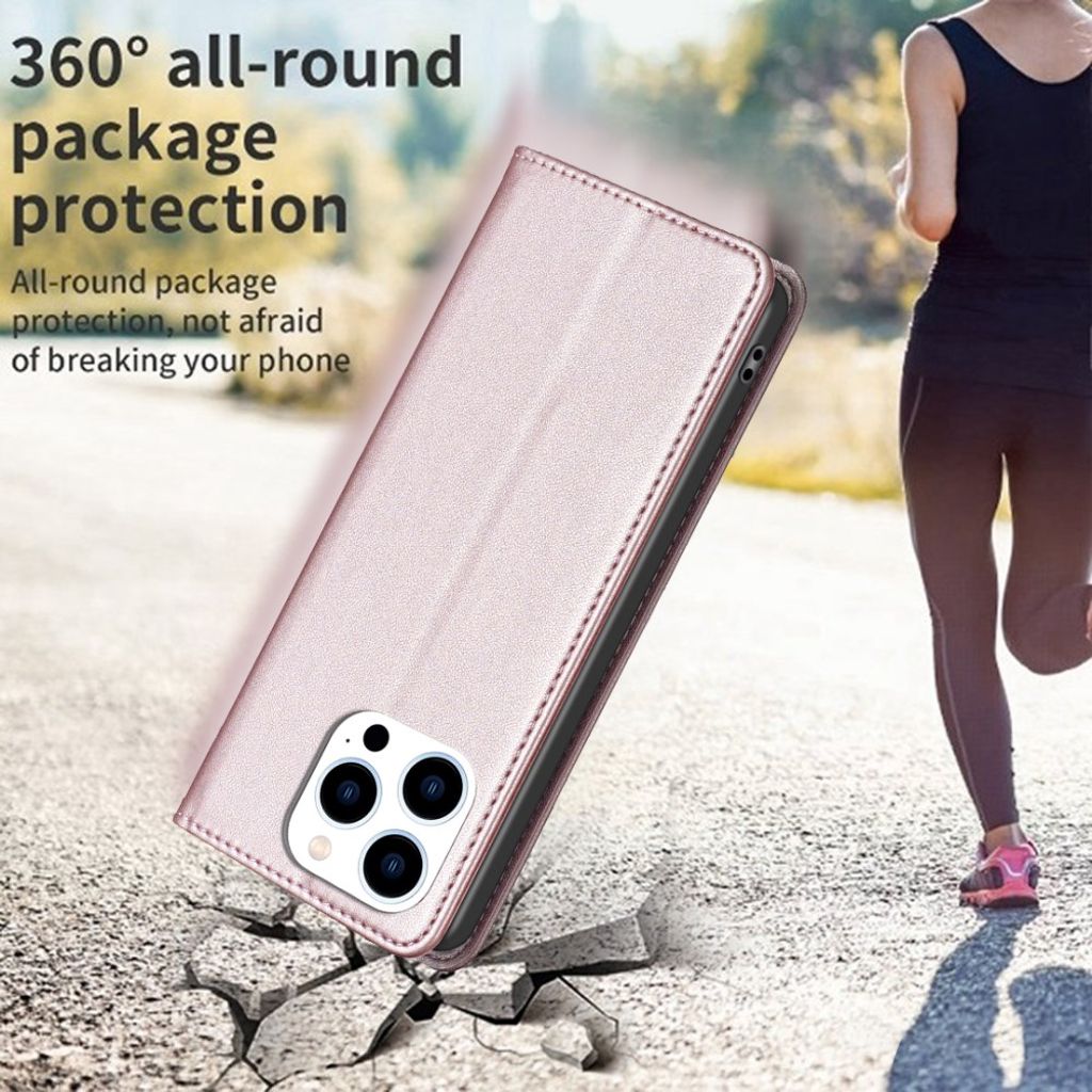 BINFEN COLOR iPhone 16 Pro Lommeboketui Kortspor – Rosegull