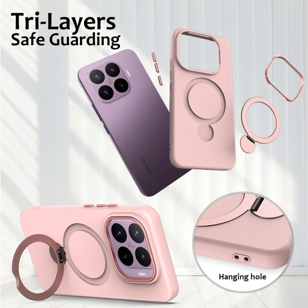 Xiaomi 17T MagSafe-deksel med ringstativ - Rosa