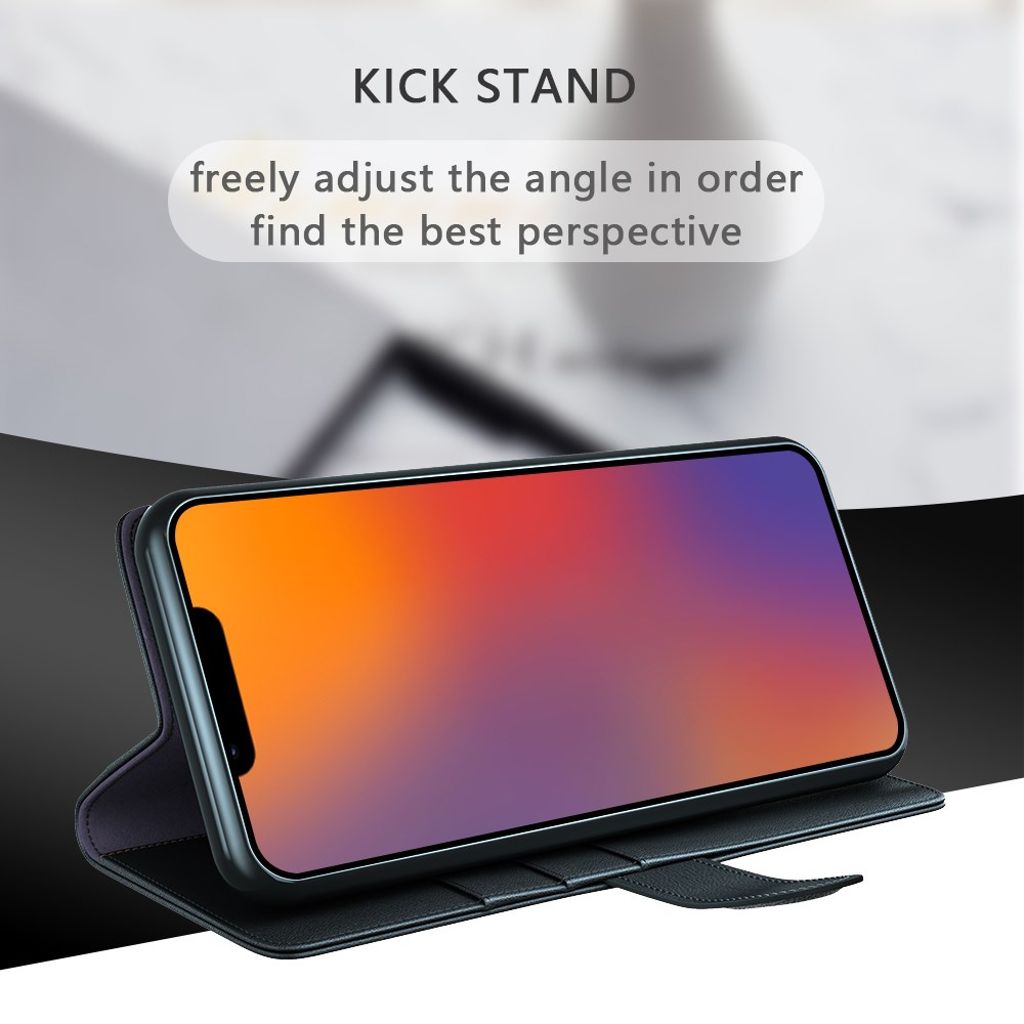 iPhone 14 Pungetui Ægte Læder Kortholder/Stativ - Brun