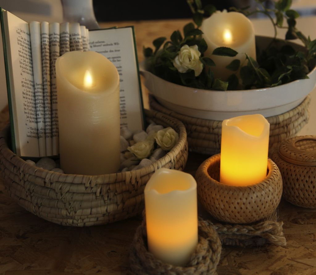 LED Blokklys 2-pakk May 6 cm – Hvite med innebygd timer
