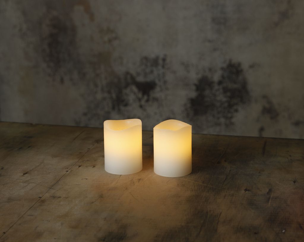 LED Blokklys 2-pakk May 6 cm – Hvite med innebygd timer