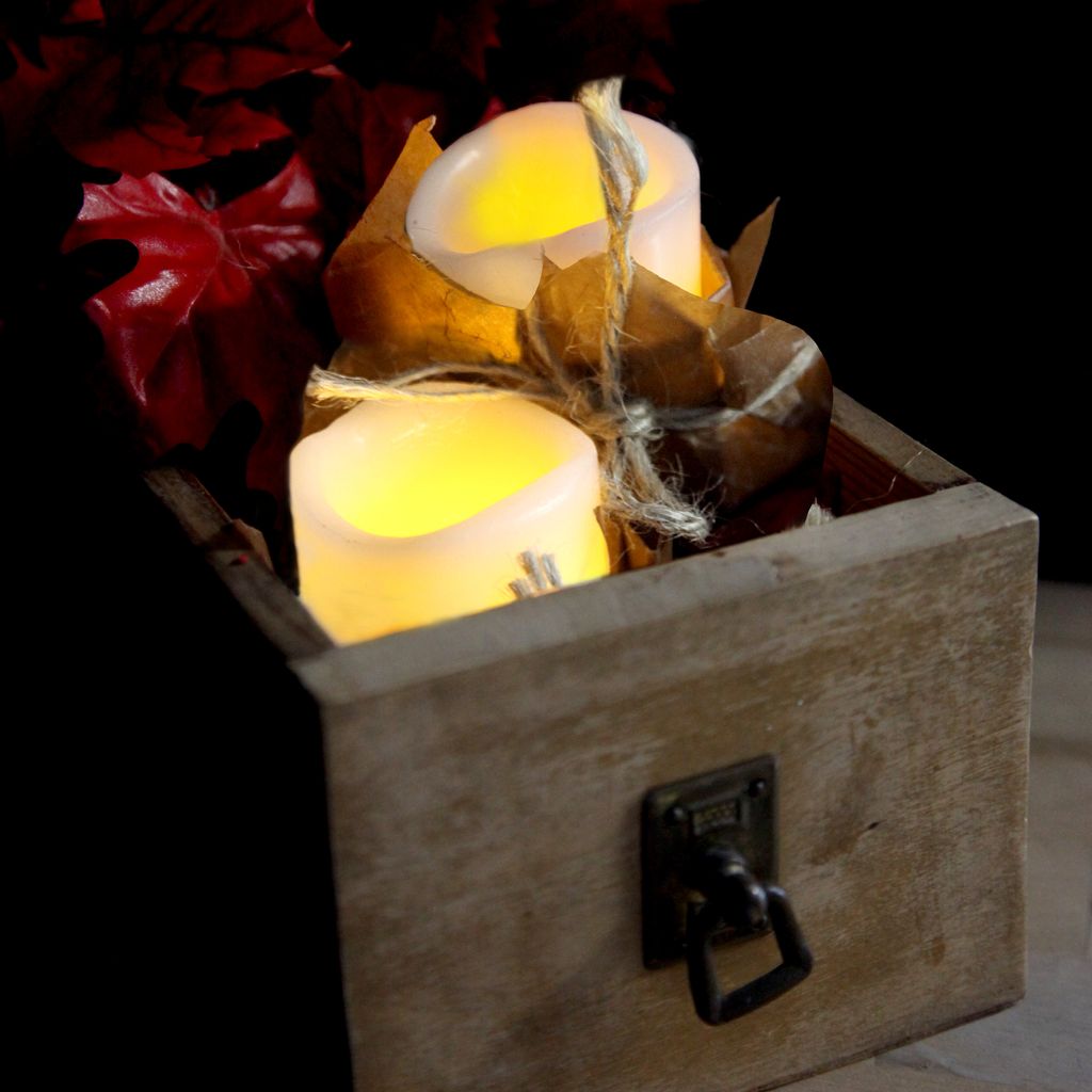 LED Blokklys 2-pakk May 6 cm – Hvite med innebygd timer