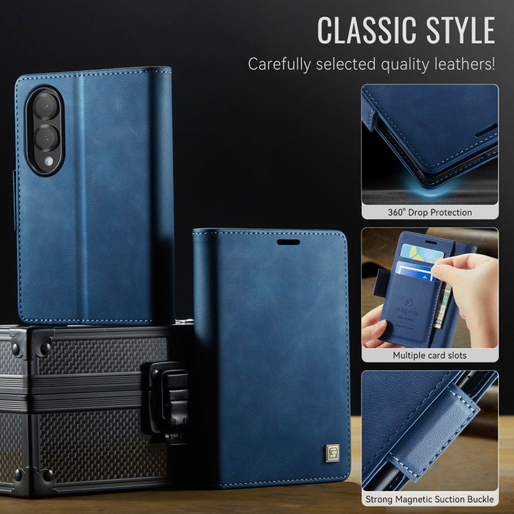 AUTSPACE Samsung Galaxy Z Fold8 Lompakkokotelo PU-nahka RFID-suojattu - Sininen