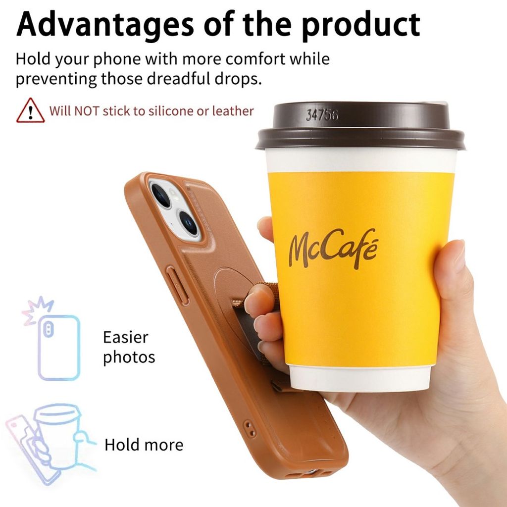 CASENEO iPhone 15 MagSafe Wallet Cover - Brown