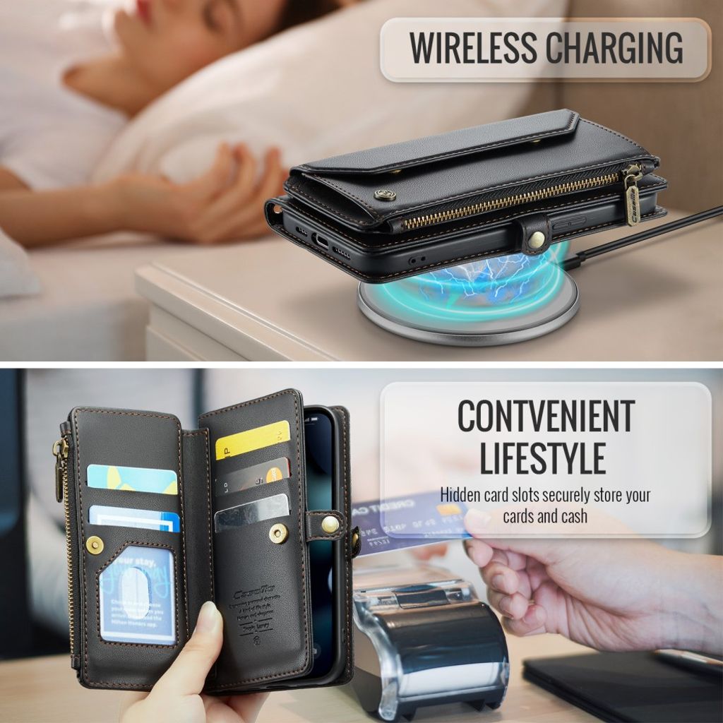 CASEME iPhone 13 Mini Plånboksfodral RFID med Stativ – Svart