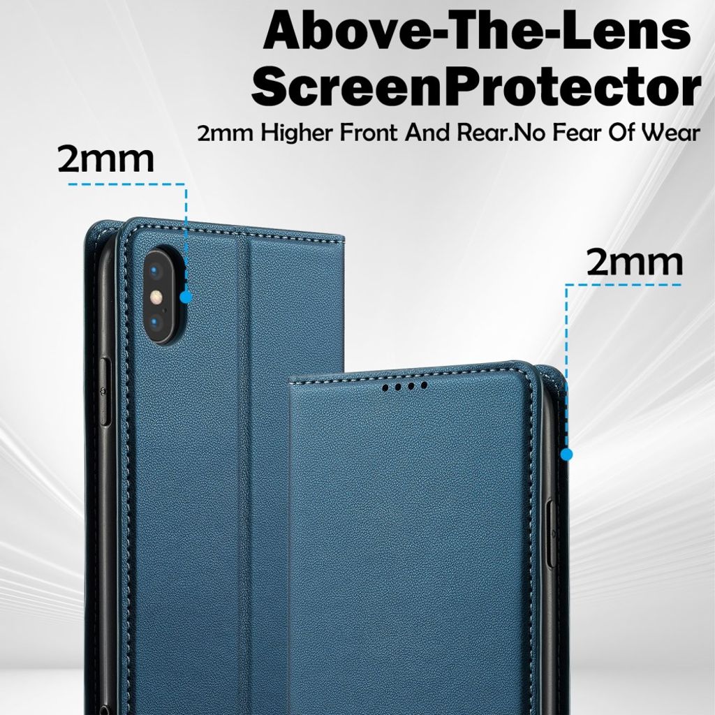 LC.IMEEKE iPhone XS Max Pungetui med Kortholder og Stativ – Blå