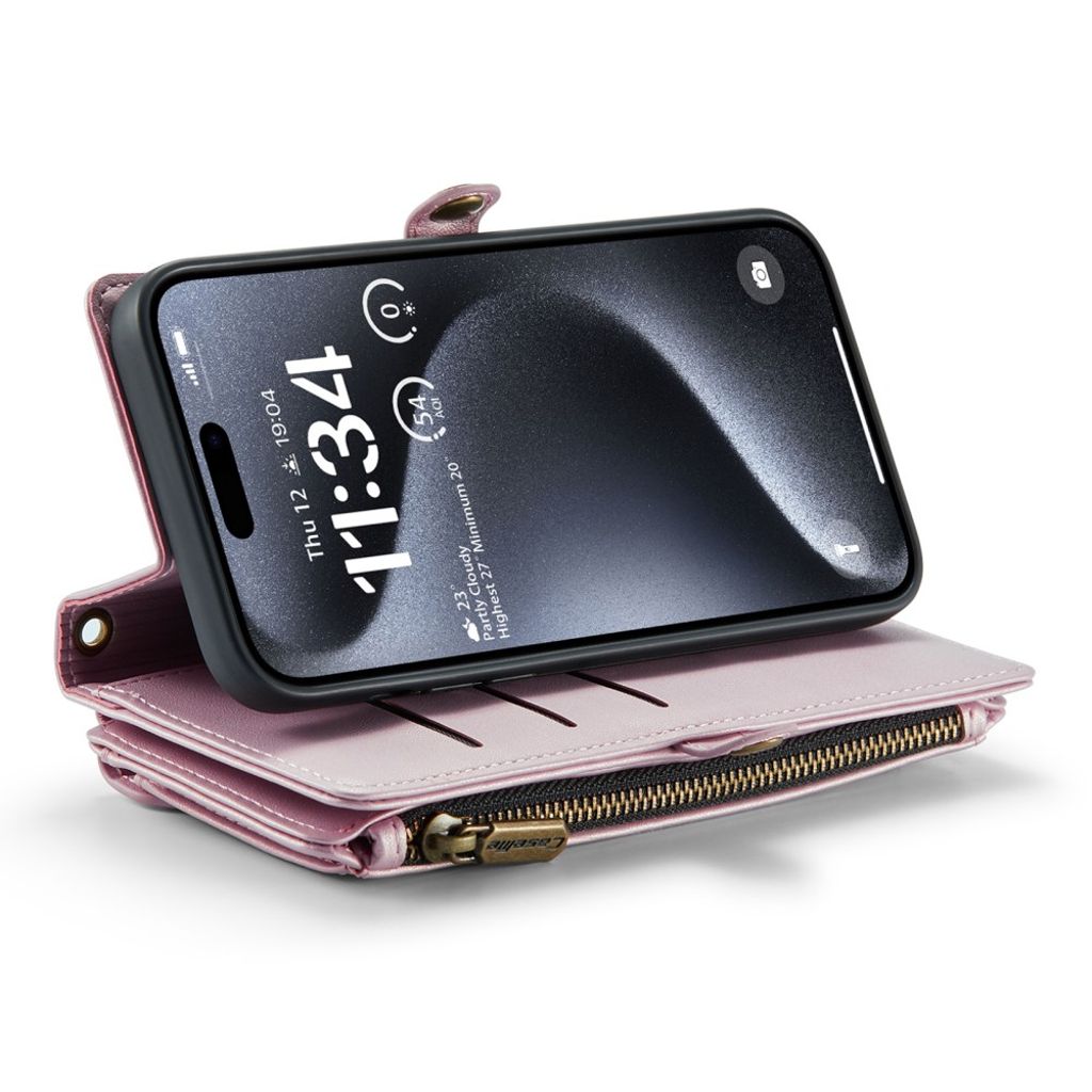 CASEME iPhone 15 Pro Max Cover with 10 Card Slots - Pink