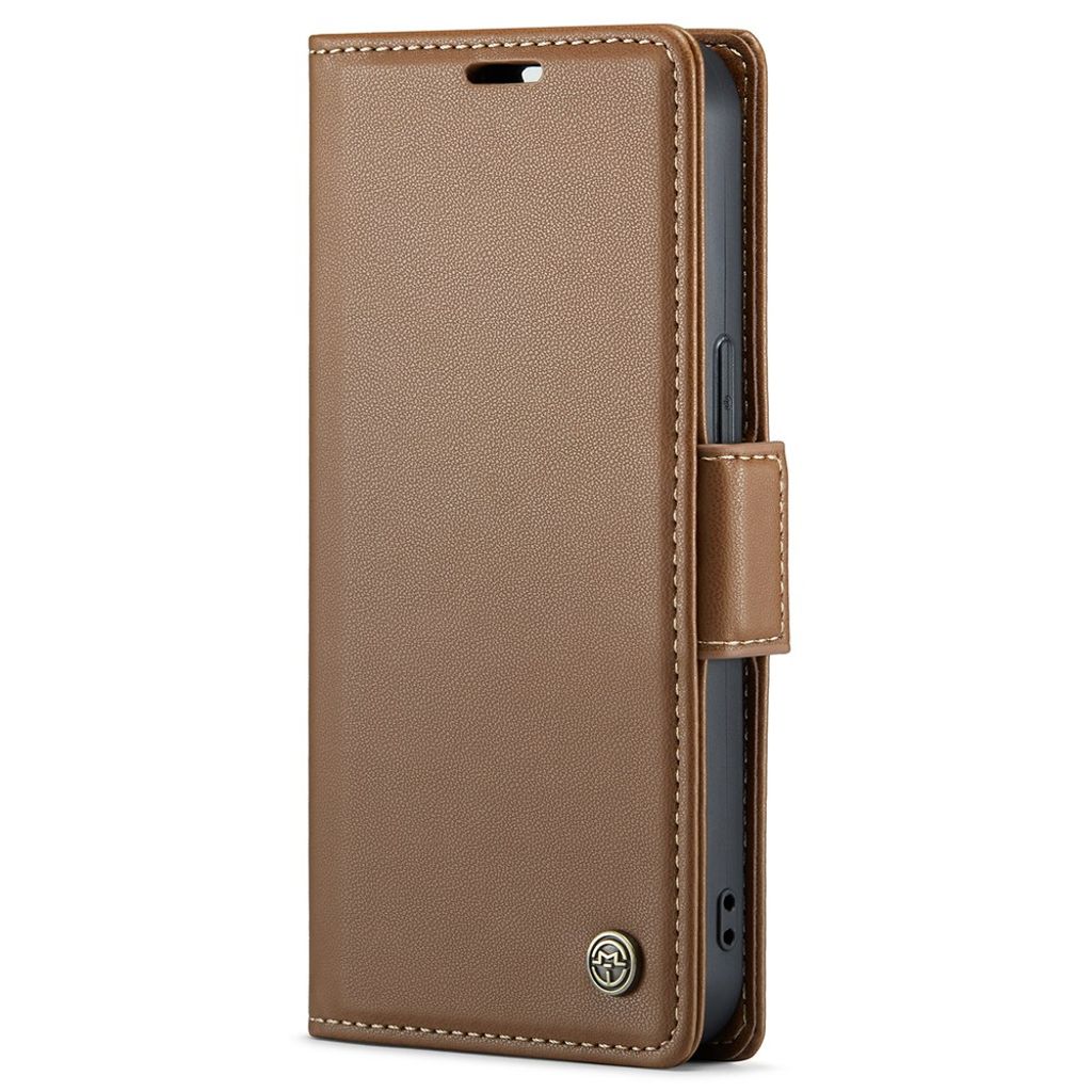 CASEME iPhone 15 Wallet Cover RFID Blocking 3 Card Slots - Brown