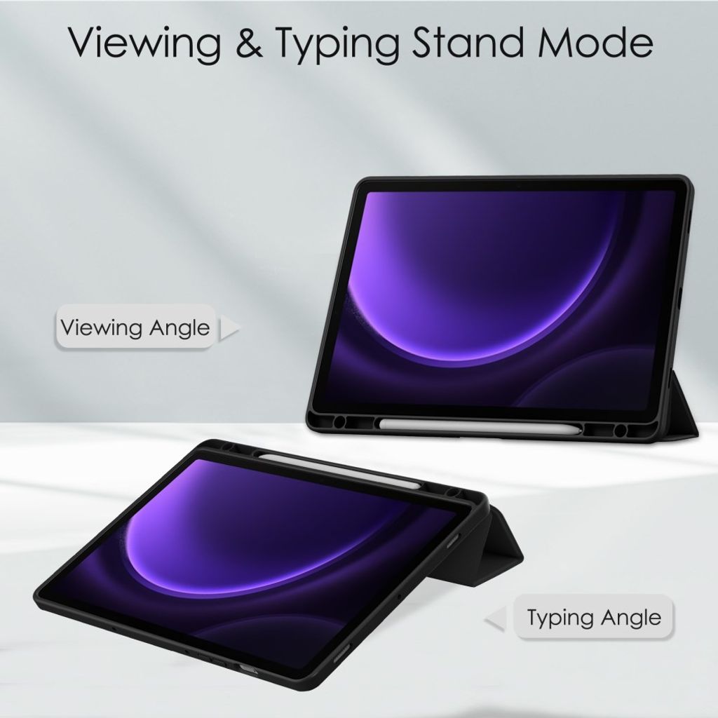 Samsung Galaxy Tab S10 FE/S9 FE Etui med Penneplass - Svart