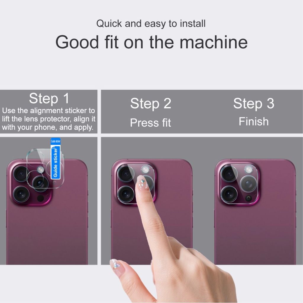 IMAK iPhone 18 Pro Max -linssinsuoja karkaistulla lasilla ja akryylikuorella - musta/läpinäkyvä