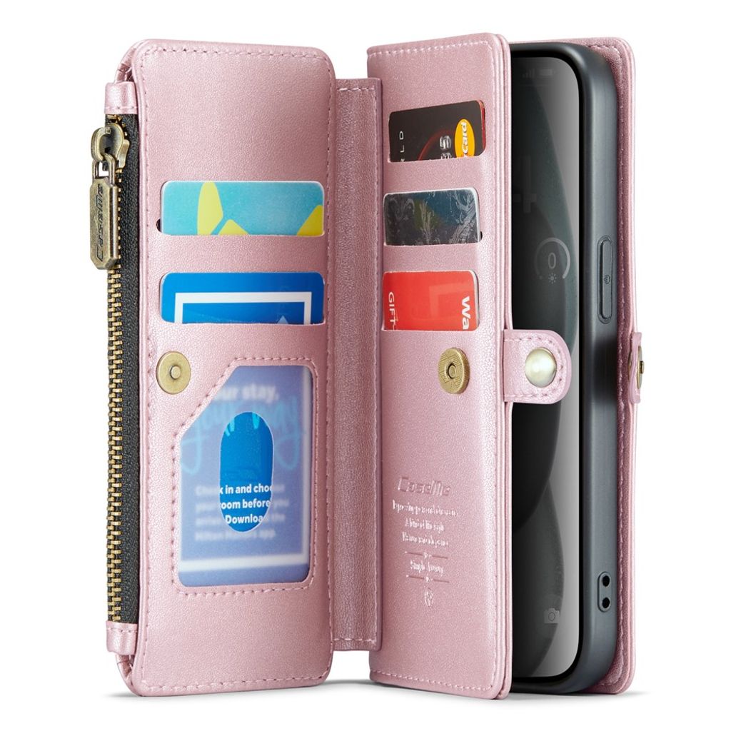 CASEME iPhone 15 Wallet Cover RFID Blocking Stand - Pink