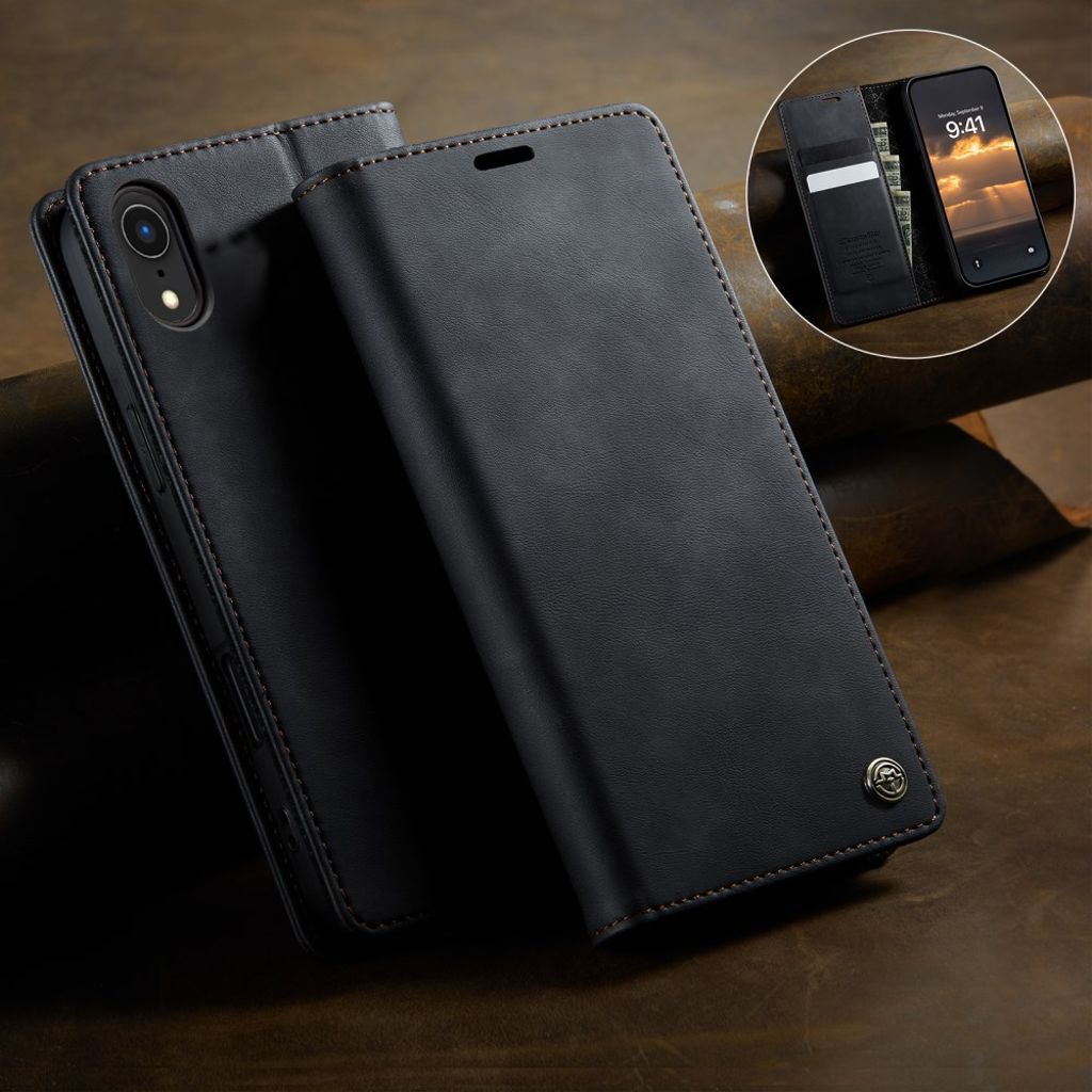 CASEME iPhone XR Plånboksfodral RFID-blockerande Stativ – Svart