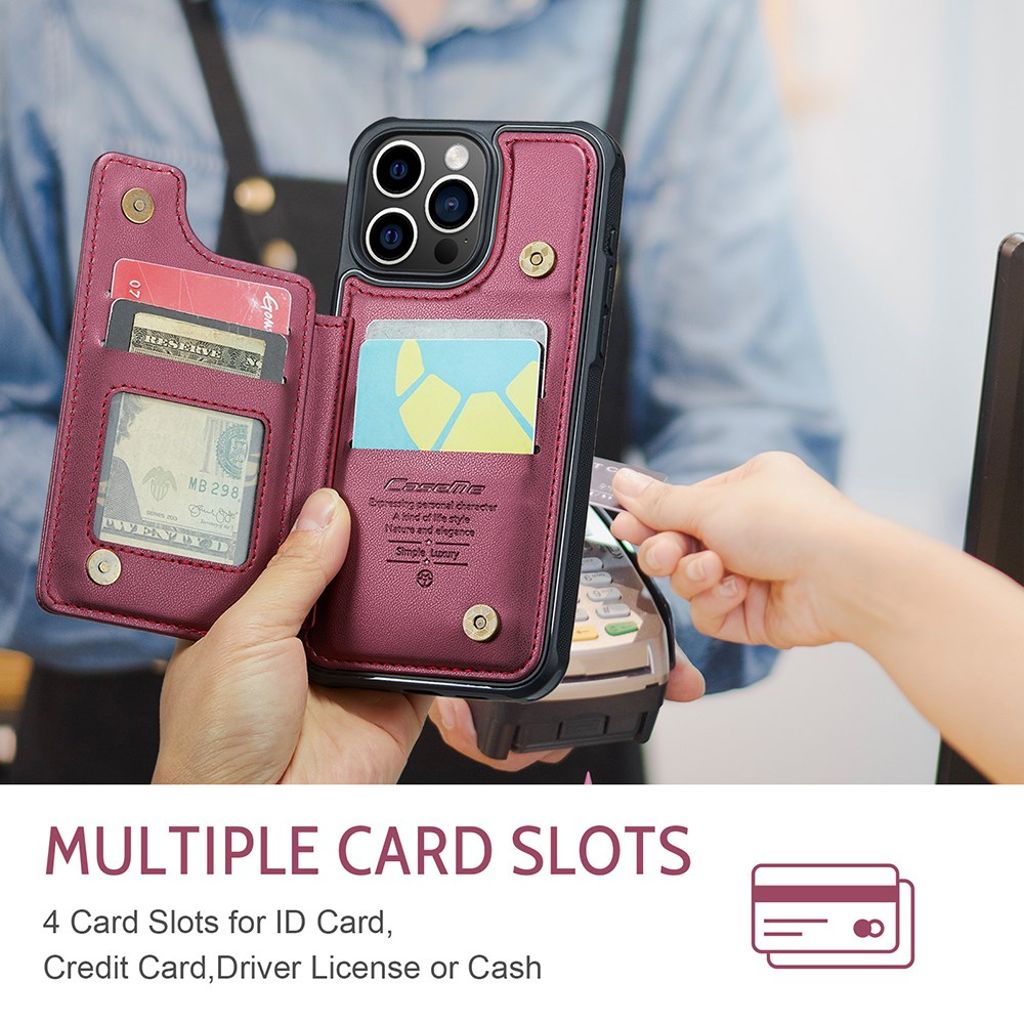 CASEME iPhone 15 Pro C22 RFID Blocking Lompakkokuori – Punainen