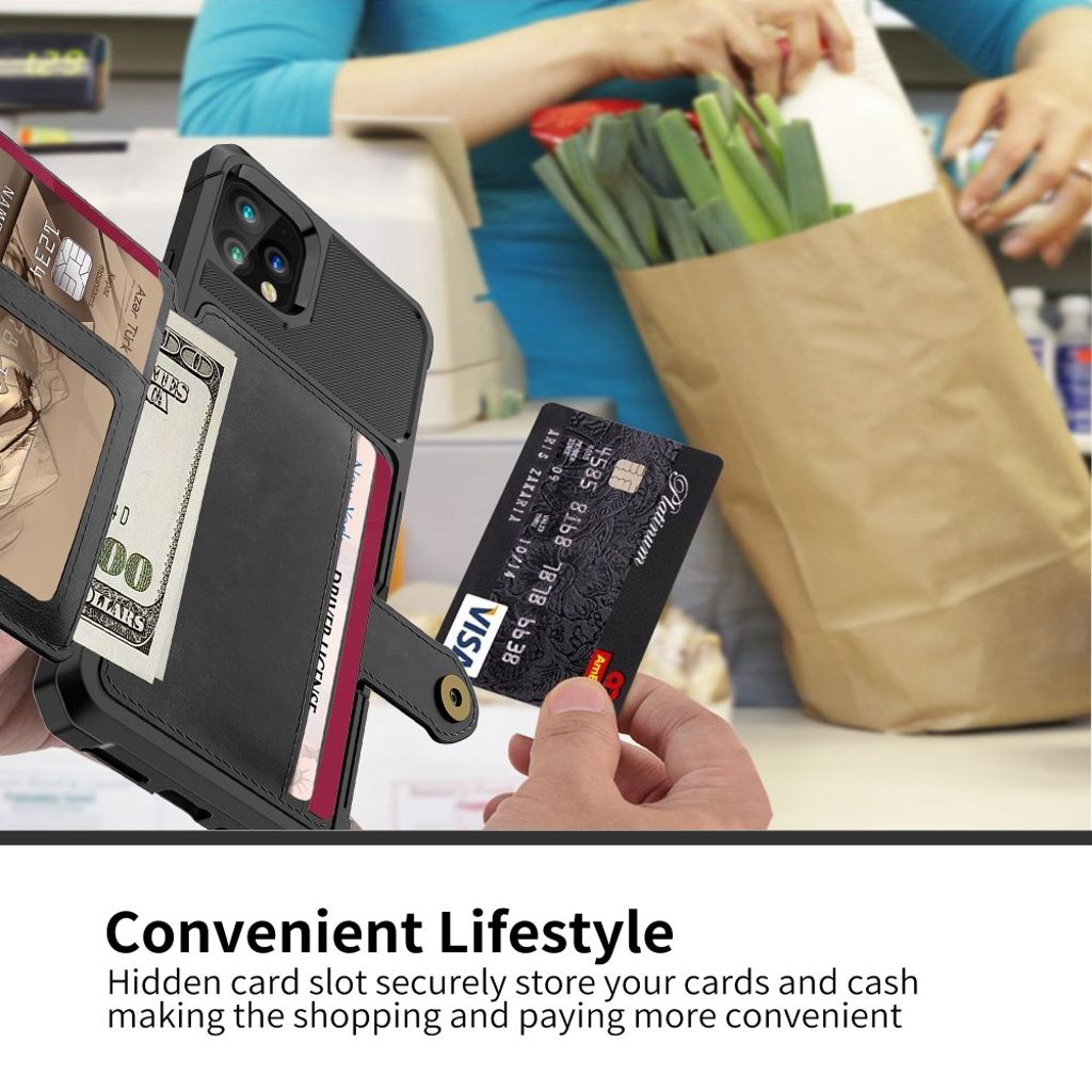 PU Læder Case med Kortholder og Stativ til iPhone 11 Pro Max – Sort