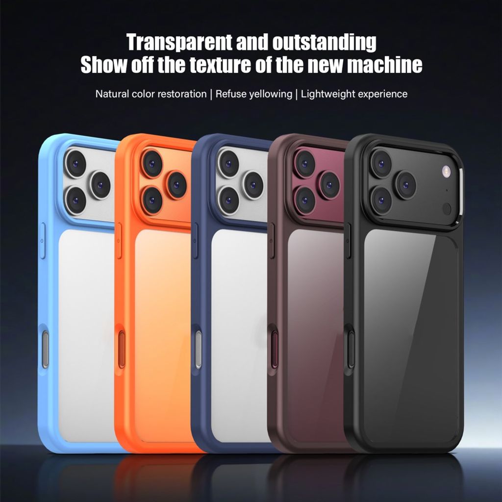 IPAKY iPhone 18 Pro Max/17 Pro Max Läpinäkyvällä takaosalla varustettu kuori - Oranssi