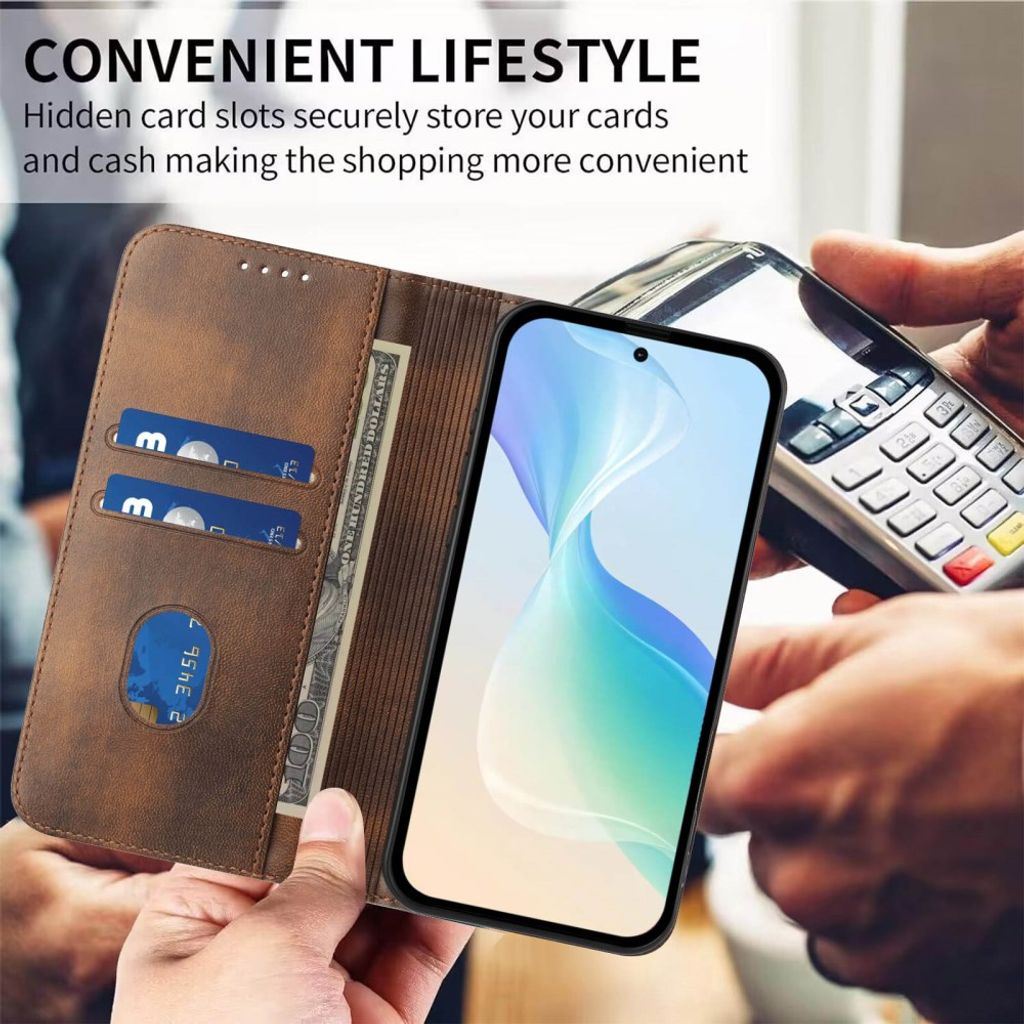 iPhone 18 Pro/17 Pro Flip Cover i PU-læder med RFID-blokering - Brun