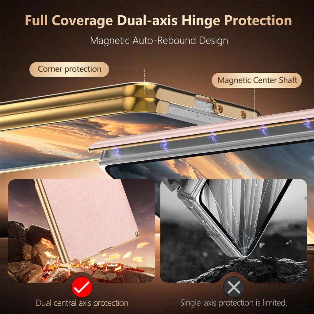 Samsung Galaxy Z Fold8 Ultra MagSafe Kuori PU-nahkaa - Vaaleanpunainen