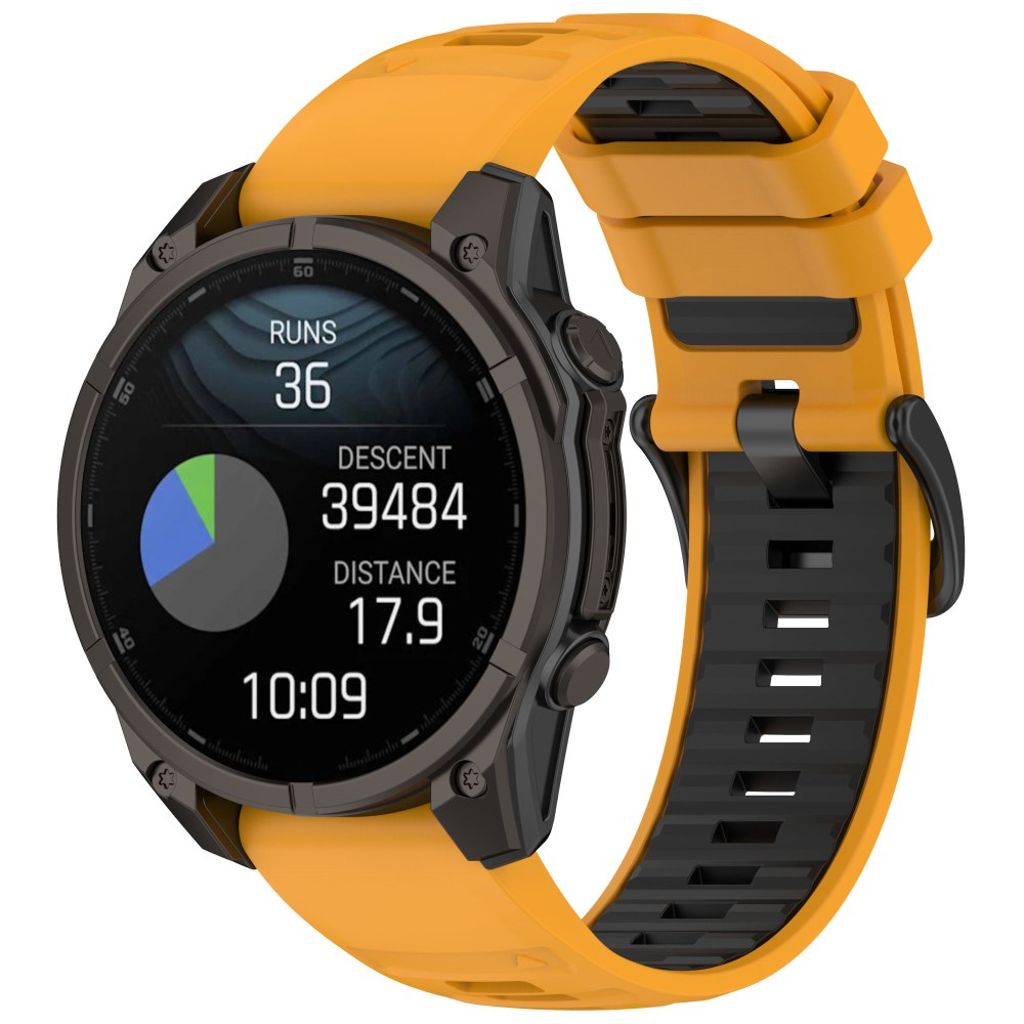 Garmin Quatix 8/Fenix 8/Epix Pro etc. Klockarmband Silikon – Orange/Svart
